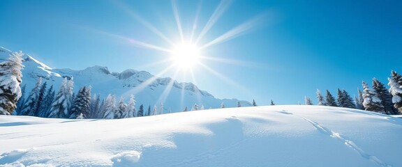 Vivid yellow jacket flashes down pristine snow under clear blue sky,  snow,  enjoyment