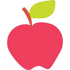 Fototapeta premium Vibrant Pink Apple Fruit With Green Leaf And Red Stem On Transparent Background Healthy Food Concept