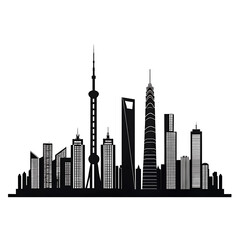 City skyline silhouette urban architecture art