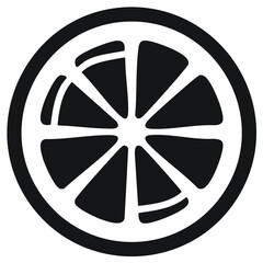 Obraz premium Monochromatic Citrus Slice Icon Geometric Vector Art and Symbol