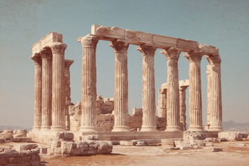 Obraz premium Exploring ancient Greek columns at the Acropolis in Athens showcasing exquisite architecture and historical significance