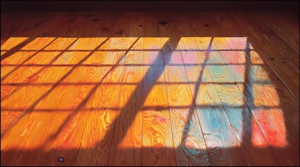 polished oak boards reflecting warm golden light in cozy interior setting