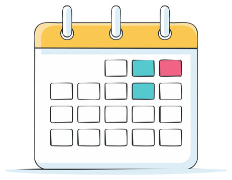Calendar Illustration with Colorful Marked Dates - Planning, Scheduling, Reminders