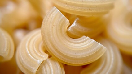 Close-Up of Uncooked Curved Pasta