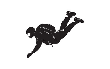 silhouette of a man jumping and parachute