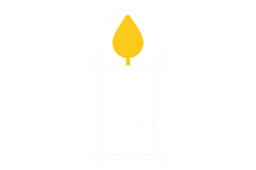 Candle burning icon representing hope, remembrance, spirituality, celebration, and light with transparent background