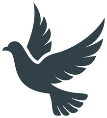 Fototapeta premium Soaring Bird Silhouette Symbol of Peace Hope and Freedom Elegant Dark Blue Gray Art
