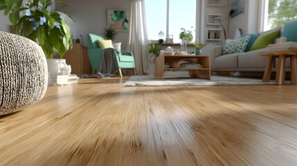 flooring with soft reflections under ambient warm indoor lighting