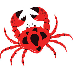 Vibrant Red Crab With Black Spots Detailed Illustration On A Transparent Background Close Up View Of Aquatic Creature With Large Claws
