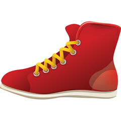 Vibrant Red High Top Sneaker with Yellow Laces Isolated on Transparent Background Casual Footwear For Active Lifestyle