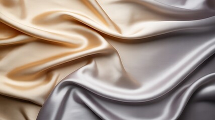 Fototapeta premium Luxurious draped silk fabric in soft neutral tones