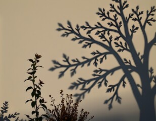 Serene Nature Scene with Tree and Dried Plants