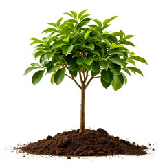 Young Green Tree Sapling in Soil