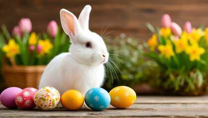 easter bunny with easter eggs