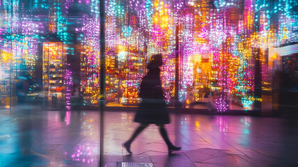 Woman in Motion at Night. An evocative image representing the pulse and loneliness of the city
