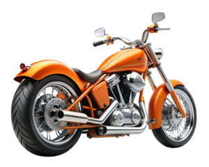 Orange custom motorcycle isolated on black background isolated on white background isolated on transparent background