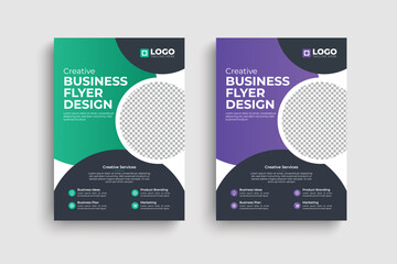 Minimal creative business promotional flyer brochure or leaflet design template. magazine, poster, banner, annual report layout.