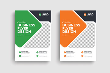 Obraz premium Creative business promotional flyer brochure or leaflet design template. magazine, poster, banner, annual report layout.