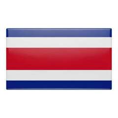 Fototapeta premium Costa rica national flag, glossy button icon with vibrant patriotic colors isolated on transparent background