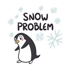 Snow Problem – Cute Pun Penguin Vector (Black & Blue)