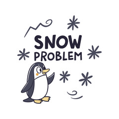 Snow Problem – Cute Pun Penguin Vector (Black & Blue)