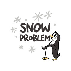 Snow Problem – Cute Pun Penguin Vector (Black & Blue)