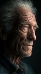 Obraz premium Serene Elderly Person with Subtle Expression in Portrait Format