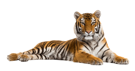 serene bengal tiger lounges majestically against a transparent background