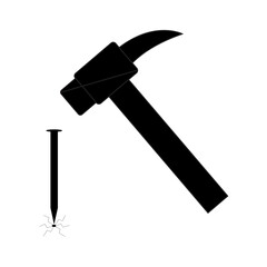 Black Silhouette of a Hammer and Nail