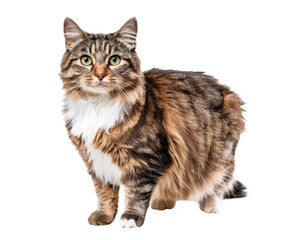 Obraz premium fluffy brown tabby cat isolated on transparent background