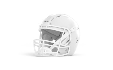 Fototapeta premium Blank white american football helmet mockup, transparent background, png, 3d rendering. Empty full face guard mask for sporty training mock up, cut out. Clear hard hat or casque soccer equipment.