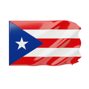Glossy waving puerto rico flag on a transparent background, vivid 3d art isolated on transparent background