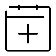 Minimal calendar icon with plus symbol for creating or adding new events.