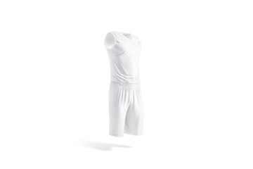 Blank white basketball uniform mock up, transparent background, png, 3d rendering. Empty professional costume for gym or sporty training mockup, cut out. Clear panties with t-shirt for team.