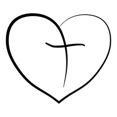 Heart with cross symbol representing love, faith, blending emotion with religious meaning