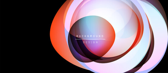 Abstract design features overlapping circles. Vibrant colors blend, creating dynamic visual effect. Modern, sleek presentation.