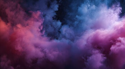 Fototapeta premium Vibrant abstract swirling smoke in pink purple and blue hues against a dark background