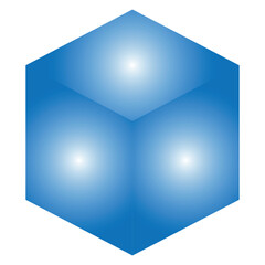 Blue glowing ice cube with prism shape and frosty light