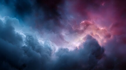 Obraz premium A vibrant colorful nebula in deep space featuring swirling clouds of gas and illuminated by starlight