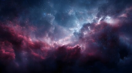 Obraz premium Vibrant cosmic nebula with swirling clouds of gas and dust illuminated by distant stars