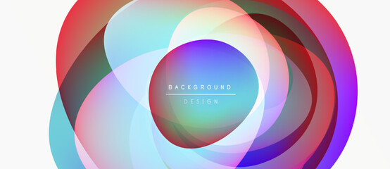 Abstract colorful circles overlap, creating vibrant visual effect. White background enhances designs luminosity, modern aesthetic.