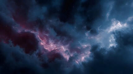 Fototapeta premium Vibrant cosmic nebula glowing with ethereal pink and blue gas against a starry night sky