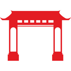 Red Chinese Gate Silhouette