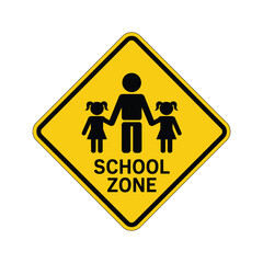 School Zone Crossing Warning Sign: Yellow Diamond Traffic Safety for Children and Drivers.
