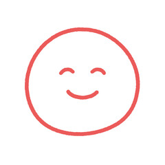 にこにこ笑っている顔の絵文字 -おもしろい･楽しい感情の シンプルでかわいい手書きの赤い線アイコン