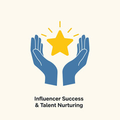 Hands Holding a Shining Star - Influencer Success and Talent Nurturing.
