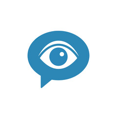 Obraz premium Eye inside speech bubble representing vision and communication concept.