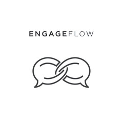 Engageflow logo with intertwined speech bubbles icon design.