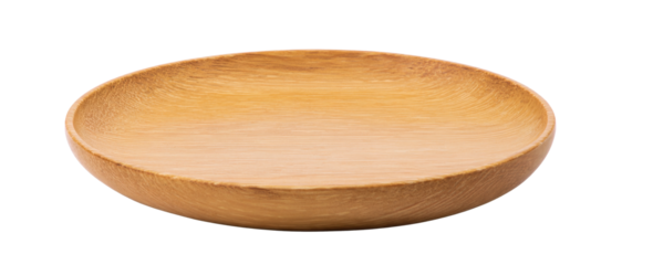 empty wooden bowl isolated on white background