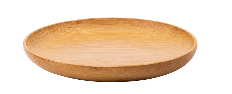 empty wooden bowl isolated on white background